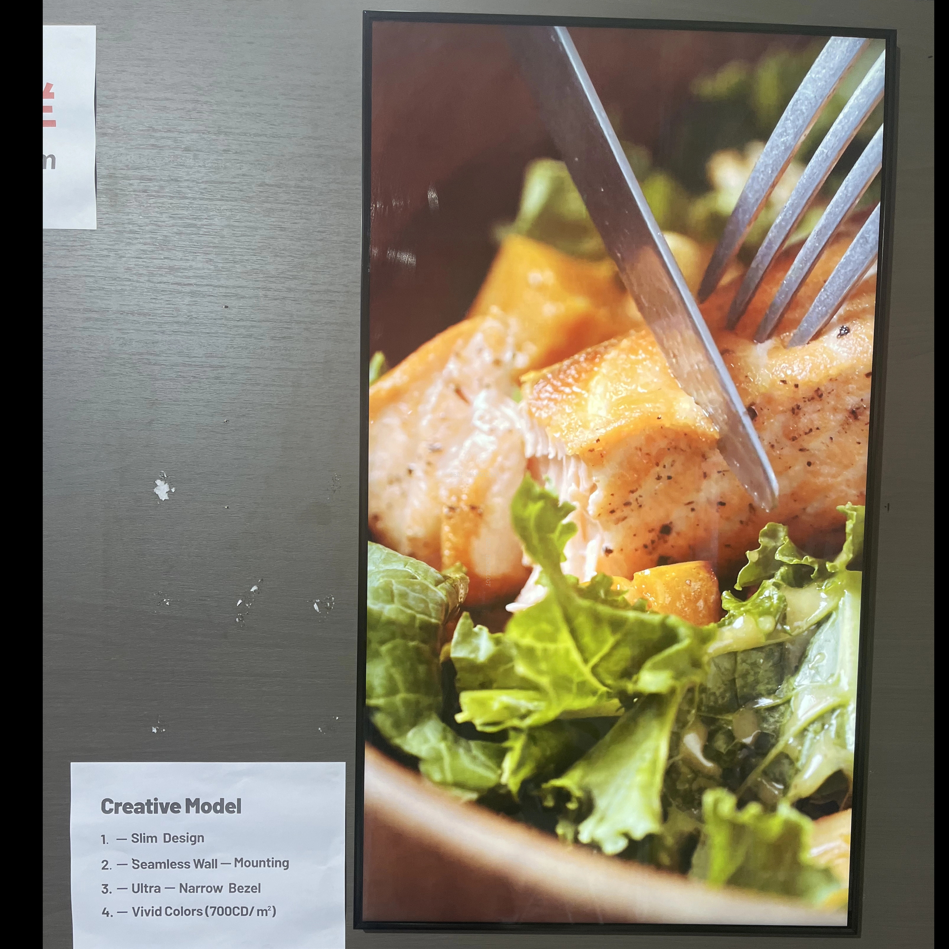  LCD Narrow Bezel Indoor Hanging Cafe Restaurant Wall Mounted Digital Menu Board Media Player 43 49 55 Inches 10-Point Touch