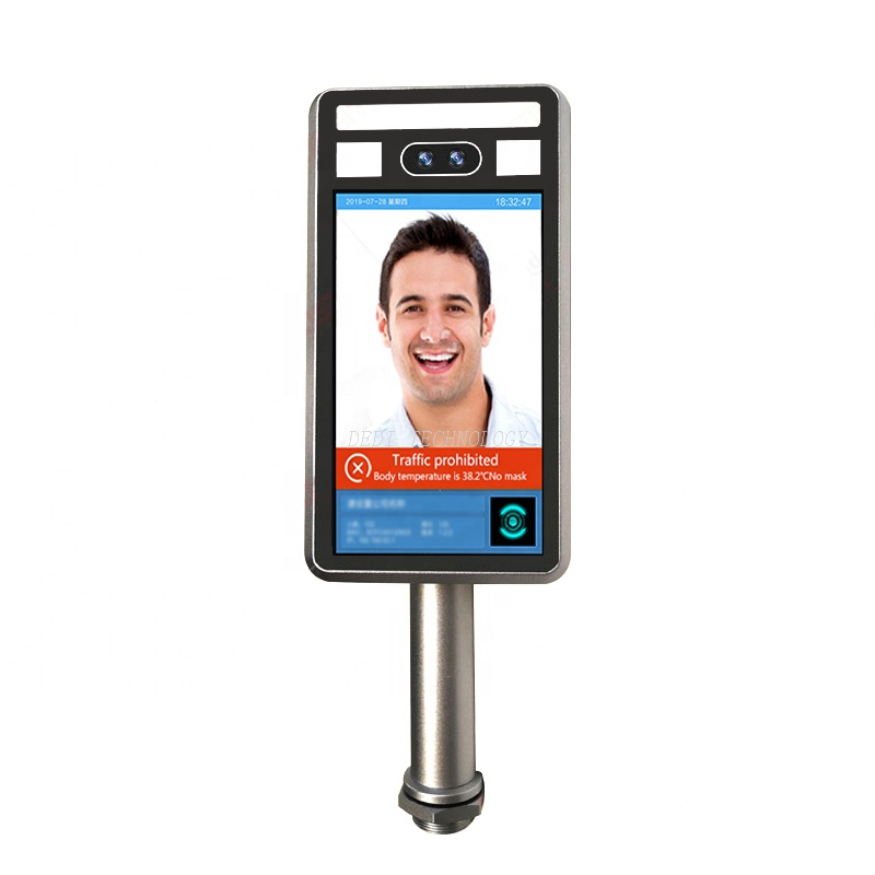 Face recognition thermometer signage digital video player lcd advertising display with automatic alarm of abnormal 
