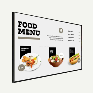  LCD Narrow Bezel Indoor Hanging Cafe Restaurant Wall Mounted Digital Menu Board Media Player 43 49 55 Inches 10-Point Touch